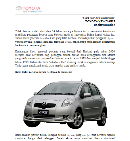 Start Your New Excitement - Toyota New Yaris Tampil Lebih Stylish Dan ...